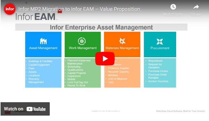 Infor MP2 Migration Infor EAM